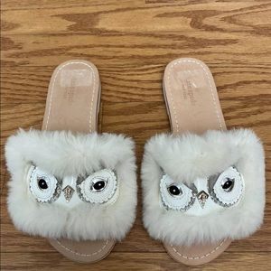 NEW KATE SPADE WHITE FUR SANDAL SIZE 6M